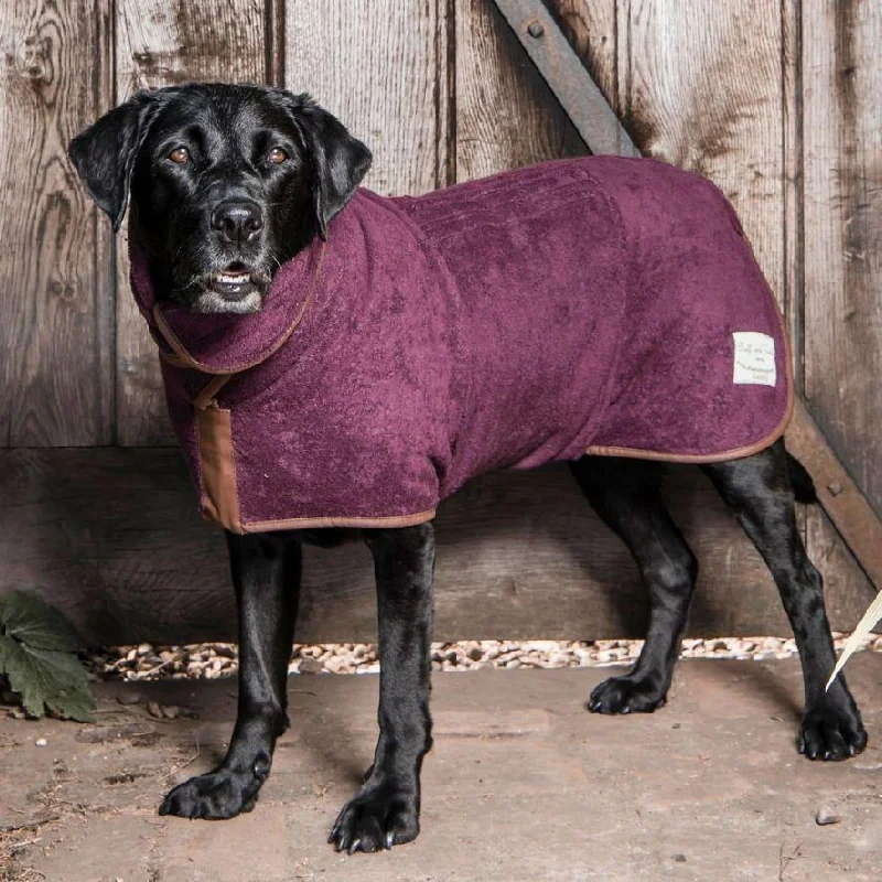 ---Ruff & Tumble Dog Drying coat Medium-Large ML Mud Burgundy Navy