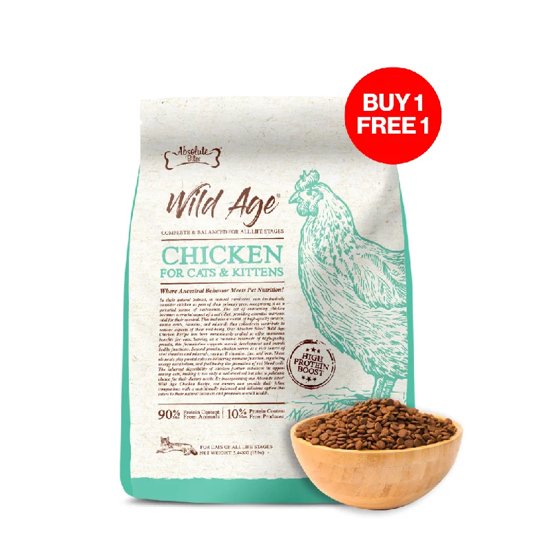    - Grain-free cat food recommendations  Absolute Bites Wild Age Dry Cat Food - Chicken (12lbs)