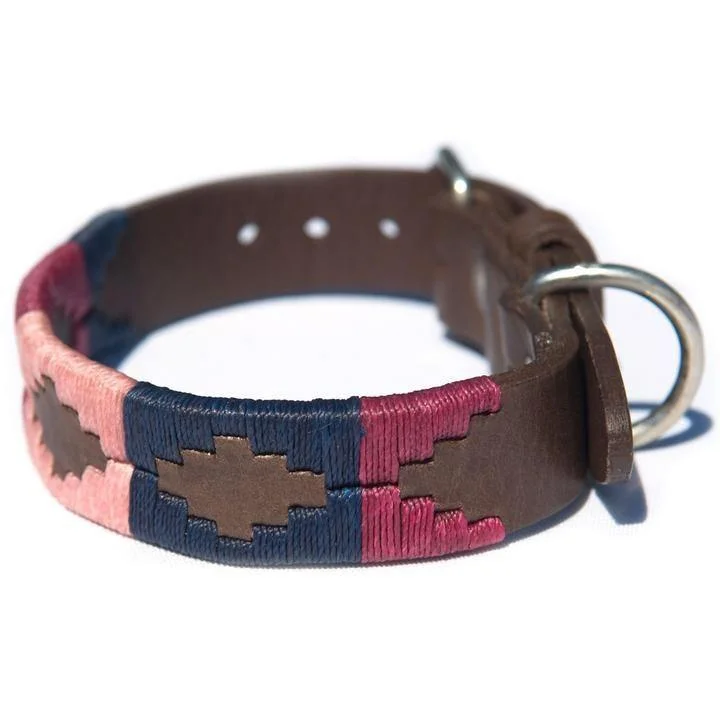 - ​​Pet toys under    yuanPioneros Argentinian Gaucho Polo Leather Dog Collar Berry Navy Pink