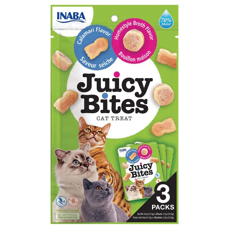 - Cat food for spayed/neutered cats Churu Cat Treats Juicy Bites - Homestyle Borth & Calamari (3 sticks x 11g) - Cat food for spayed/neutered cats Churu Cat Treats Juicy Bites - Homestyle Borth & Calamari (3 sticks x 11g)