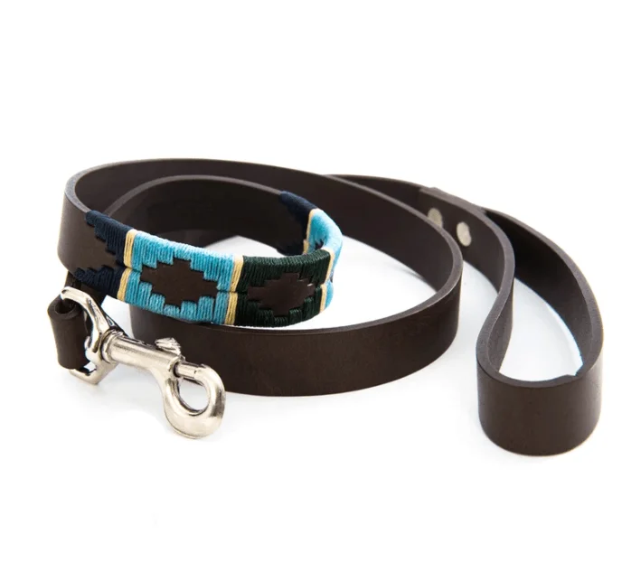 - Air box TSA certified check-inPioneros Argentinian Gaucho Polo Leather Dog Lead Green Pale Blue Blue Navy