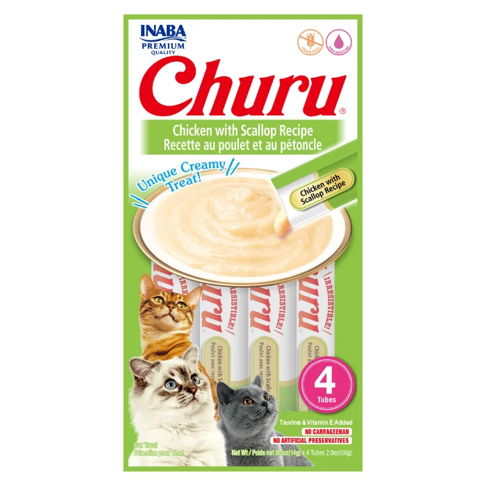 - Cat food for digestive health Churu Creamy Cat Treats - Chicken with Scallop (4 sticks x 14g) - Cat food for digestive health Churu Creamy Cat Treats - Chicken with Scallop (4 sticks x 14g)