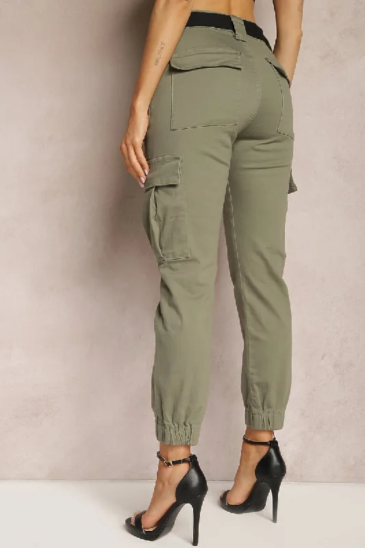 Delaney Khaki Belted Cargo Trousers