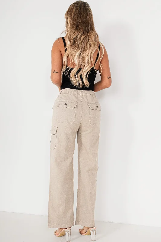 Elaina Stone Denim Cargo Trousers