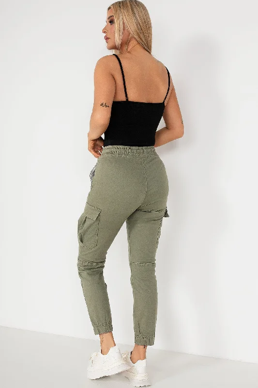 Ella Khaki Cargo Trousers