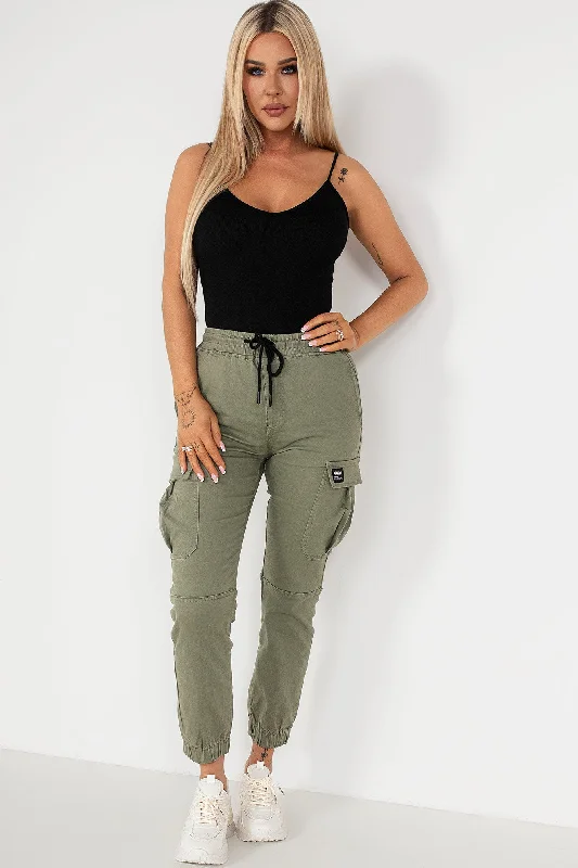 Ella Khaki Cargo Trousers