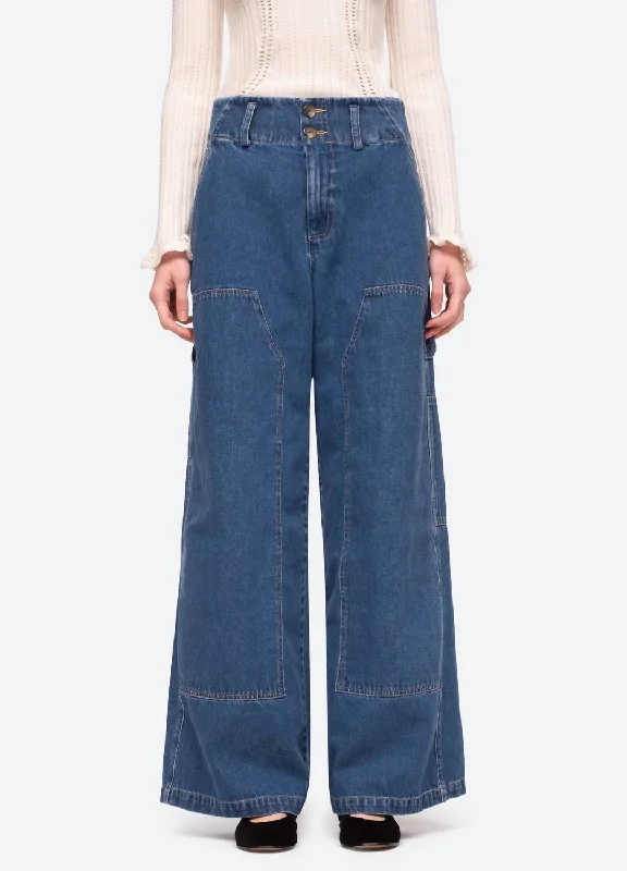 Zoe Denim Cargo Pants In Indigo