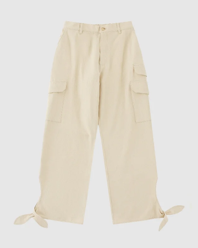 Ivory Ribbon Tie Cargo Pant