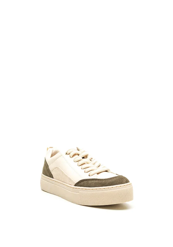 Marco Tozzi Colour Block Platform Trainers, Beige & Green