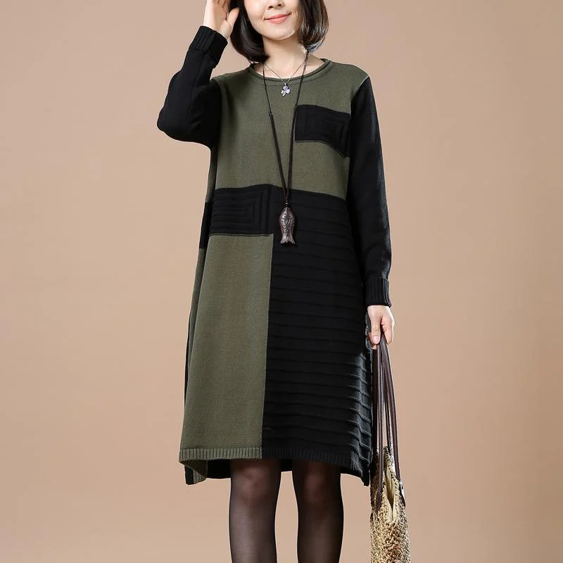 black long sweaters color patchwork