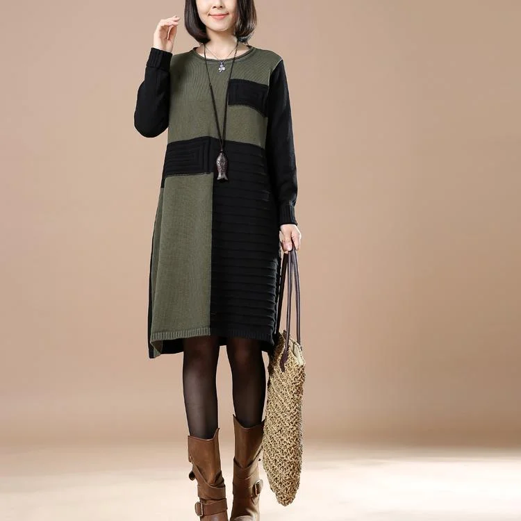 black long sweaters color patchwork