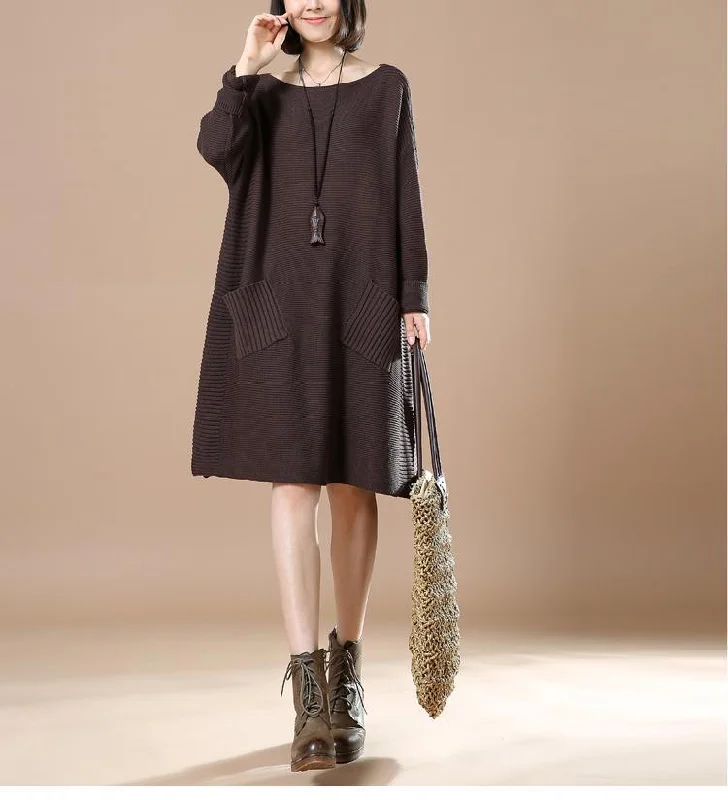 Chocolate oversized sweaters women winter dresses