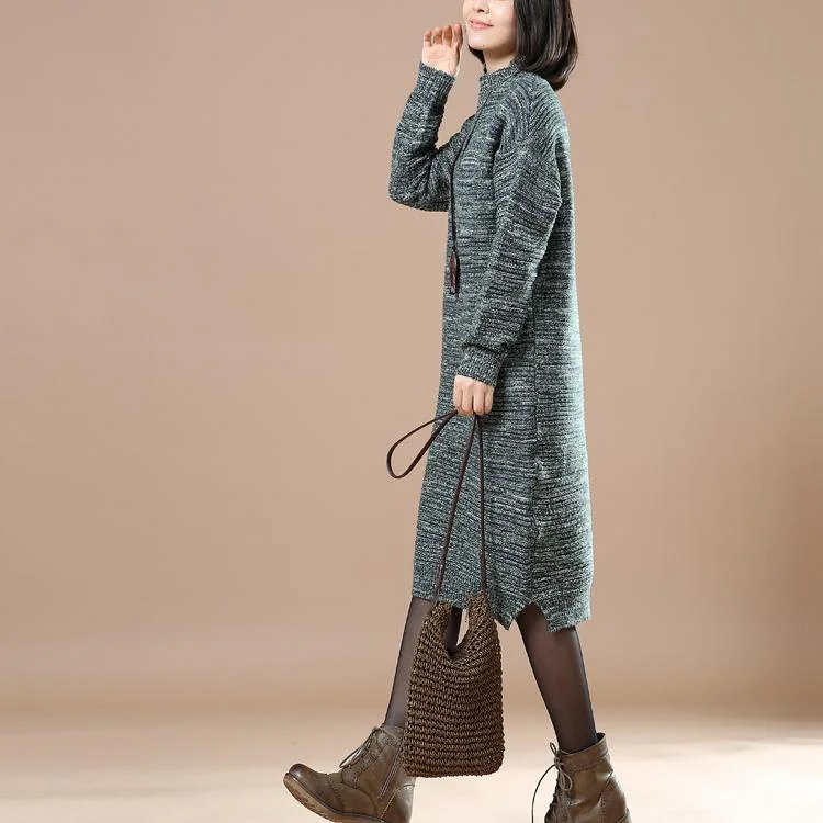 Green women sweaters plus size knit winter dress