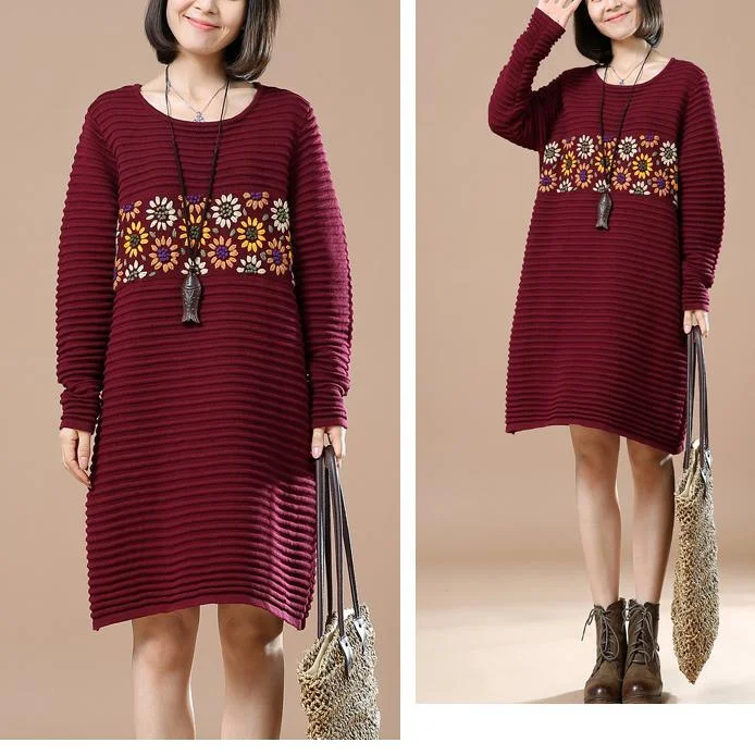 Ruby floral sweaters oversize winter dress