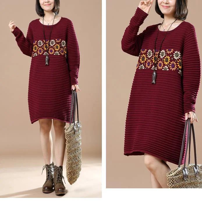 Ruby floral sweaters oversize winter dress