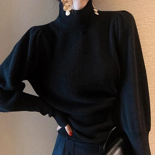 Turtleneck Black 2021 Winter Small Fresh Casual Style Sweater