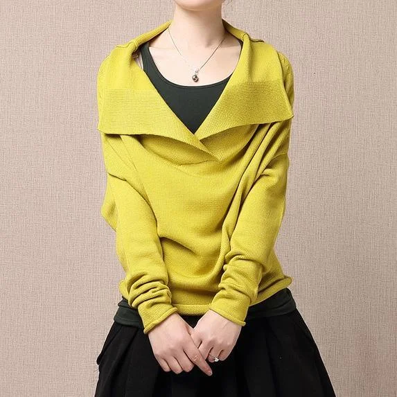 Yellow Turnover sweater shirt pullover knits