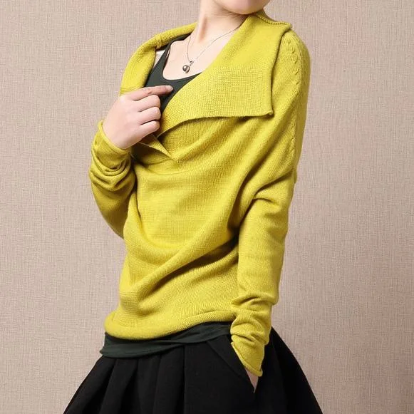 Yellow Turnover sweater shirt pullover knits